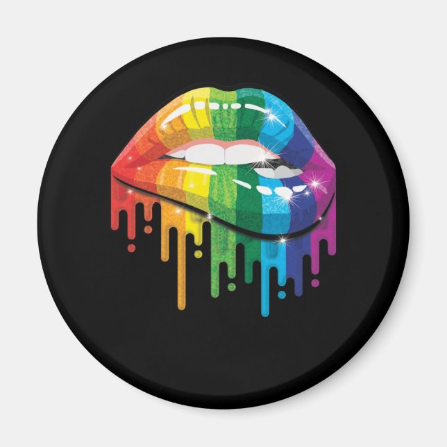 Rainbow Lips Pride Gay Lesbian LGB Gift Magnet (Front)