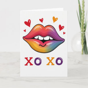 Rainbow Lips Xo Xo Love Card