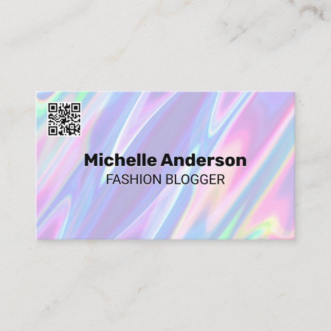 Rainbow Liquid Background | QR code Business Card (Front)