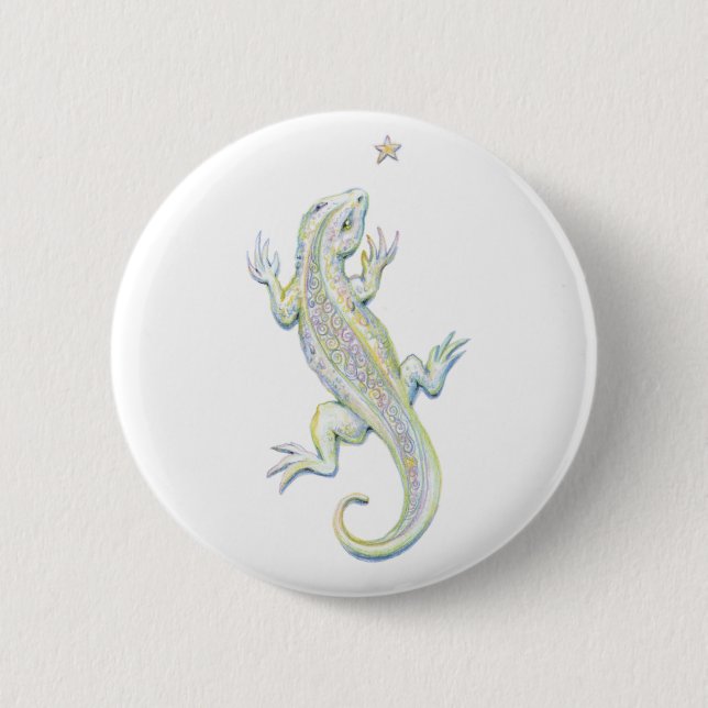 Rainbow Lizard 6 Cm Round Badge (Front)
