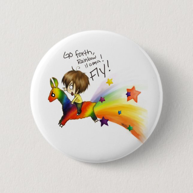 Rainbow Llama 6 Cm Round Badge (Front)