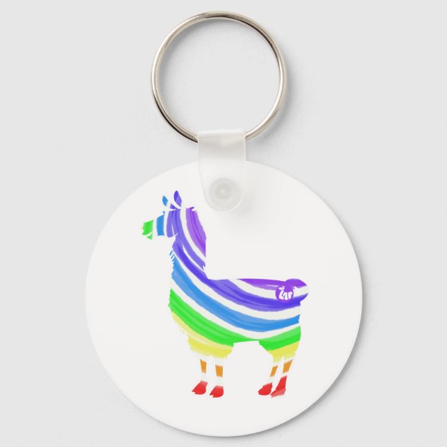 Rainbow Llama Keychain (Front)