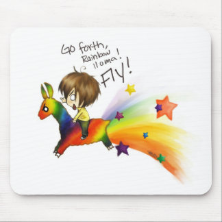Rainbow Llama Mouse Pad