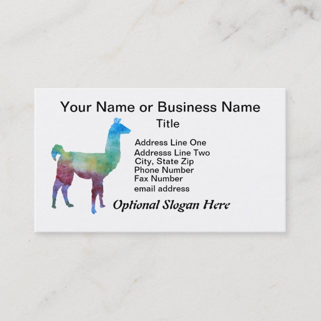 Rainbow Llamas Business Card (Front)