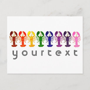 Rainbow Lobsters Your Text Postcard