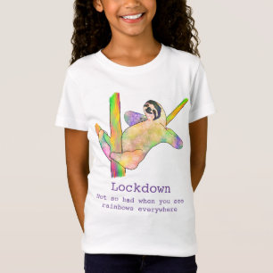 Rainbow Lockdown Sloth Cute Colourful Animal Art T-Shirt