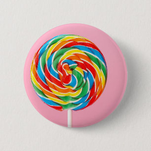 Rainbow Lollipop 6 Cm Round Badge