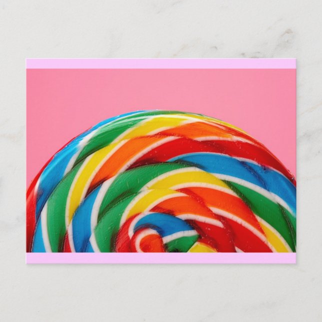 Rainbow Lollipop Close-Up Postcard (Front)