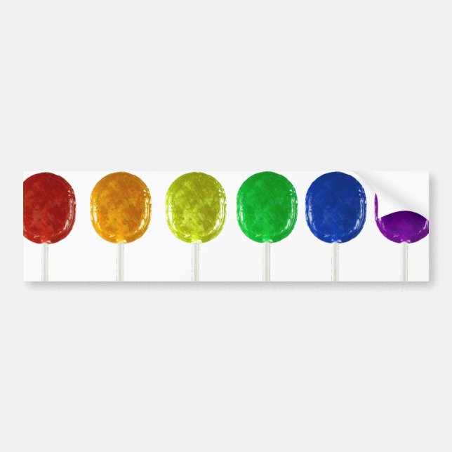 Rainbow Lollipops Bumper Sticker (Front)