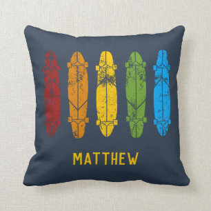 Rainbow Longboards Skateboards Personalized Cushion