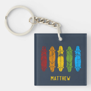 Rainbow Longboards Skateboards Personalized Key Ring