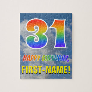 Rainbow Look "31" & "HAPPY BIRTHDAY", Cloudy Sky Jigsaw Puzzle