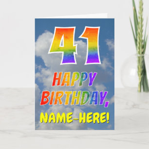 Rainbow Look "41" & "HAPPY BIRTHDAY", Clouds, Sky Card