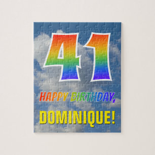 Rainbow Look "41" & "HAPPY BIRTHDAY", Cloudy Sky Jigsaw Puzzle