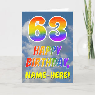 Rainbow Look "63" & "HAPPY BIRTHDAY", Clouds, Sky Card