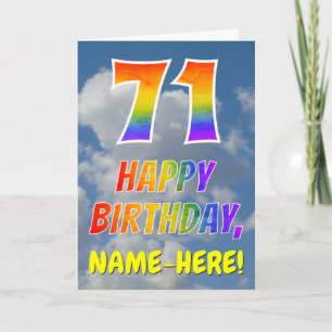 Rainbow Look "71" & "HAPPY BIRTHDAY", Clouds, Sky Card