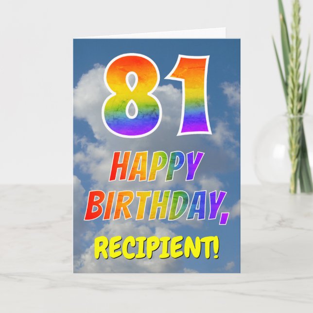 Rainbow Look "81" & "HAPPY BIRTHDAY", Clouds, Sky Card (Front)