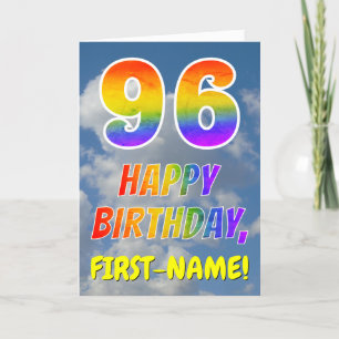 Rainbow Look "96" & "HAPPY BIRTHDAY", Clouds, Sky Card