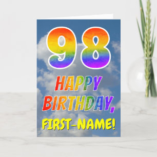 Rainbow Look "98" & "HAPPY BIRTHDAY", Clouds, Sky Card