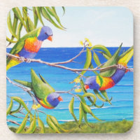 Rainbow Lorikeet Beachy Blue Australian Painting 