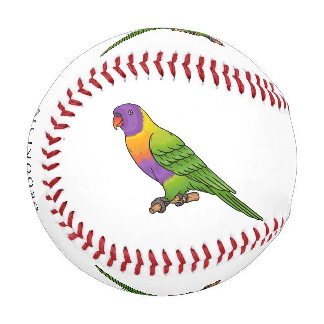 Rainbow lorikeet bird cartoon illustration baseball (Front Left)