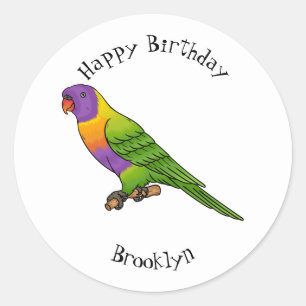 Rainbow lorikeet bird cartoon illustration  classic round sticker