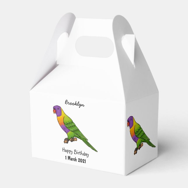 Rainbow lorikeet bird cartoon illustration favour box (Front Side)