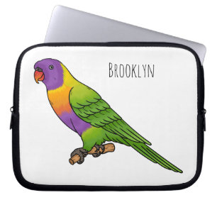 Rainbow lorikeet bird cartoon illustration laptop sleeve