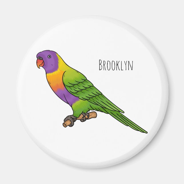 Rainbow lorikeet bird cartoon illustration magnet (Front)