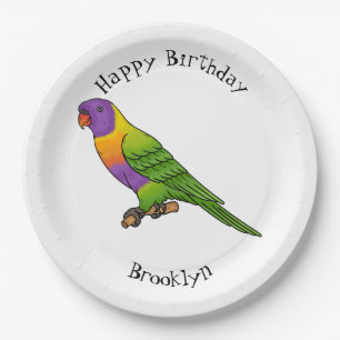Rainbow lorikeet bird cartoon illustration paper plate