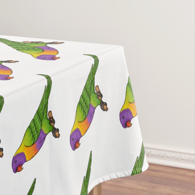 Rainbow lorikeet bird cartoon illustration  tablecloth (In Situ)
