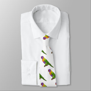 Rainbow lorikeet bird cartoon illustration tie