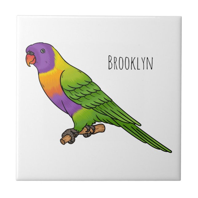 Rainbow lorikeet bird cartoon illustration  tile (Front)
