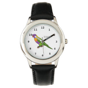 Rainbow lorikeet bird cartoon illustration  watch