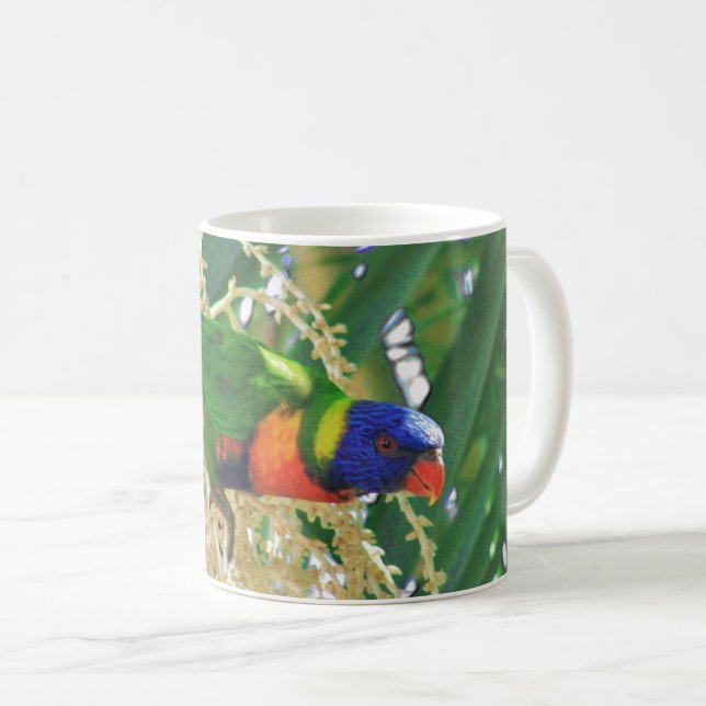 Rainbow Lorikeet Green Bird Photo Coffee Mug (Front Right)