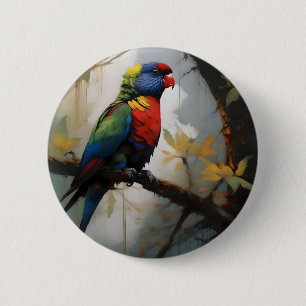 Rainbow Lorikeet Oil Paint, 6 Cm Round Badge