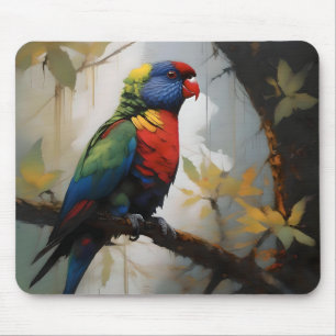 Rainbow Lorikeet Oil Paint, Mouse Pad