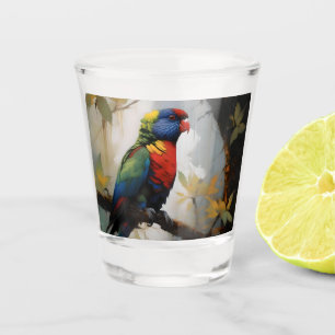 Rainbow Lorikeet Oil Paint,  Shot Glass