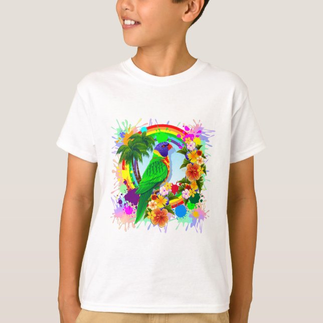 Rainbow Lorikeet Parrot Art T-Shirt (Front)