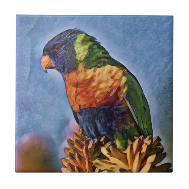 Rainbow Lorikeet Parrot Bird Tile (Front)