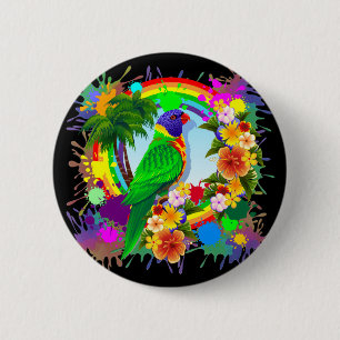 Rainbow Lorikeet Parrot Buttons
