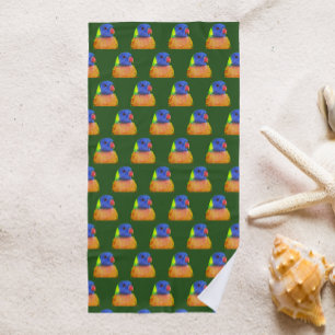 Rainbow Lorikeet Parrot Pattern Beach Towel
