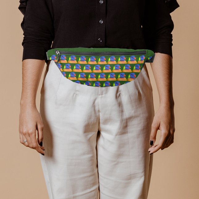 Rainbow Lorikeet Parrot Pattern Bum Bags (In Situ)