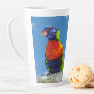 Rainbow lorikeets two perched on a branch latte mug