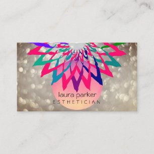 Rainbow Lotus Flower Yoga Teacher Meditation Red Business Card