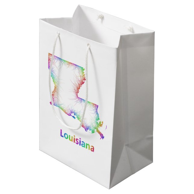 Rainbow Louisiana map Medium Gift Bag (Front Angled)