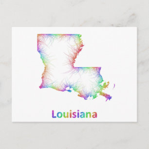 Rainbow Louisiana map Postcard