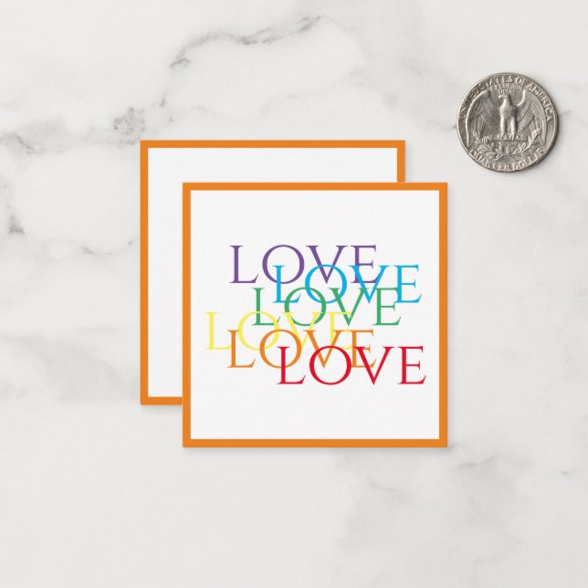 RAINBOW LOVE 2.5x2.5 Flat Card / Orange (Front/Back In Situ)