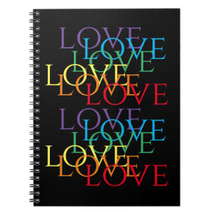 RAINBOW LOVE 6.5x8.75 Spiral Notebook - Black