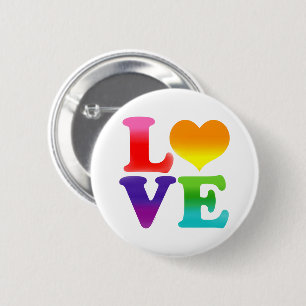 Rainbow Love  6 Cm Round Badge